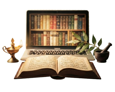 Archiv ájurvédských žurnálů - otevřená kniha s ájurvédskou moudrostí